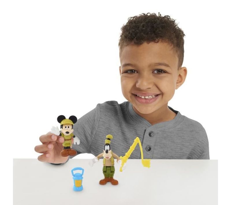 Mickey, 2 Figurines Articulées 7,5 Cm Avec Accessoires, Theme Camping, Jouet Pour Enfants Des 3 Ans