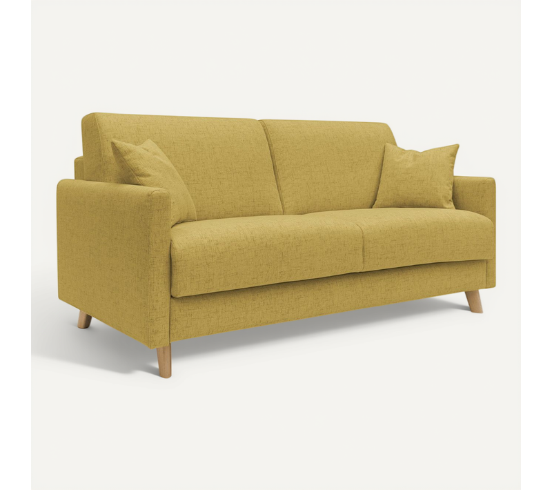 Edgar Canapé Lit Convertible En Tissu Felis Imperméable T03 160 Cm (mat. 120x197) Jaune