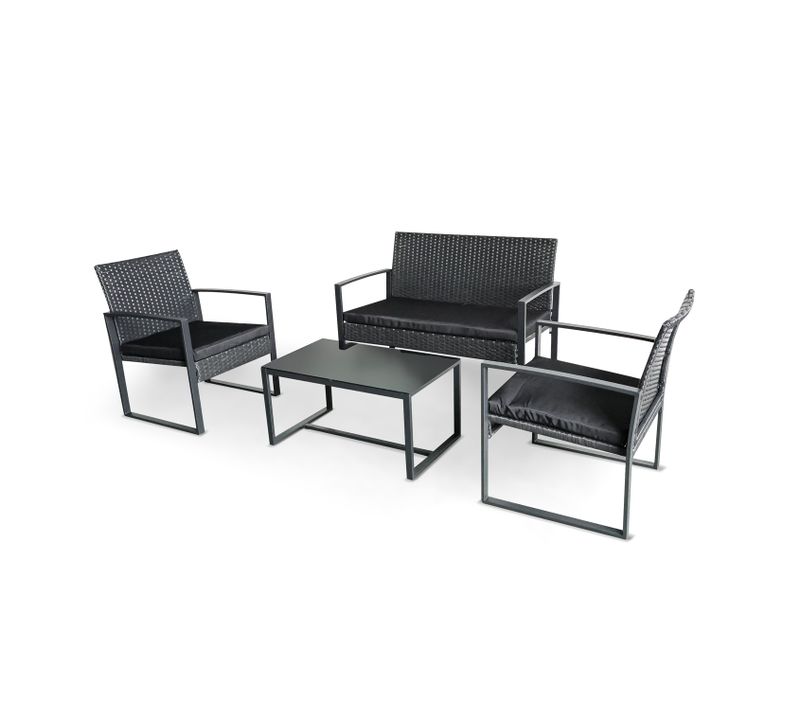 Acqua Chiara - Salon De Jardin En Métal Et Polyrattan Avec Table Basse En Verre