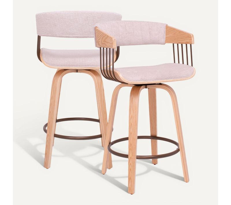 Colonia - Ensemble De 2 Tabourets Rembourrés 49,5x92x37,5 Cm - Beige