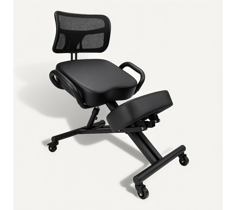 Neil - Tabouret Ergonomique Orthopédique Et Postural à Dossier Max 110 Kg Noir