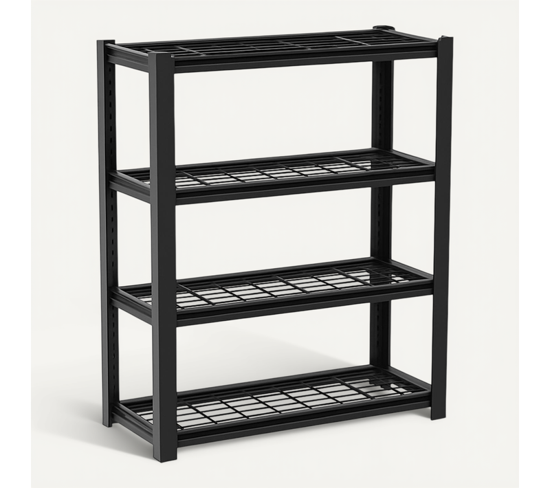 Mesh 150 - Étagère En Métal 150x100x50 Cm Avec 4 Étagères En Treillis Capacité 1365 Kg Noir