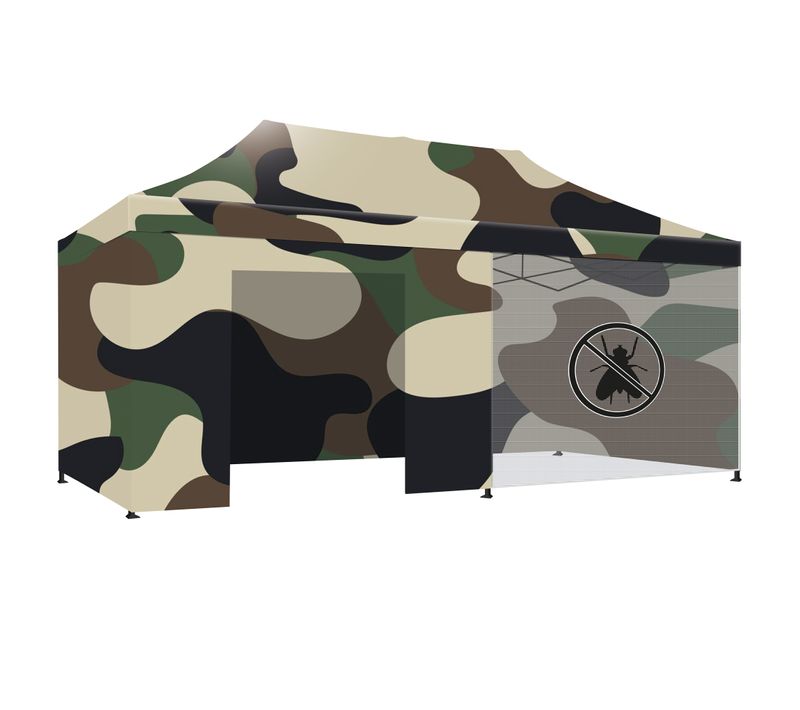 Taman 3x6 - Gazebo De Jardin Pliable Avec Parois Latérales Et Moustiquaire Camouflage