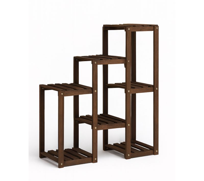Hinoki - Étagère à Plantes Jardinière 80x82x25 Cm Porte-pots D’intérieur 7 Niveaux En Bois De Sapin