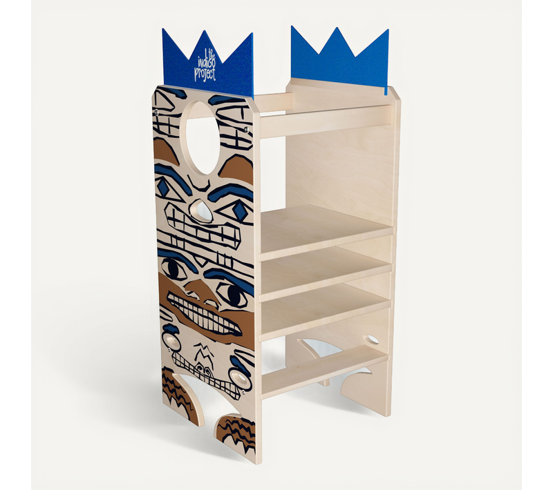 Totem - Tour Montessori Multifonction 3 En 1 Pour Enfants 24 Mois Avec Tableau Et Panier En Bois