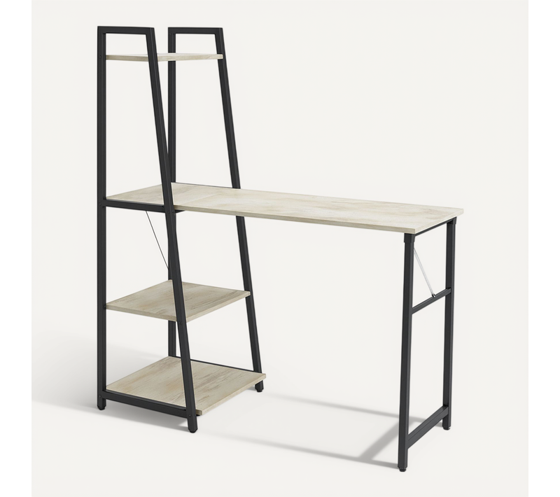 Bimyo - Bureau Pliant Avec Étagère Gain De Place 50x41xh128 Cm Style Industriel Bleach
