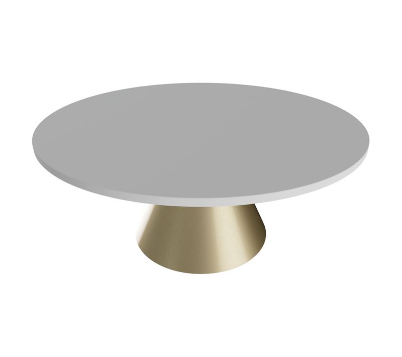 Artù Brass - Table De Salle à Manger Ronde D.120 Cm En Bois Stratifié Base Conique En Métal-blanc