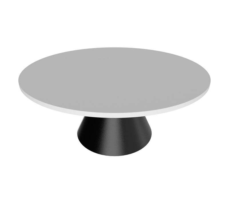 Artù Black - Table De Salle à Manger Ronde D.120 Cm En Bois Stratifié Base Conique En Métal-blanc