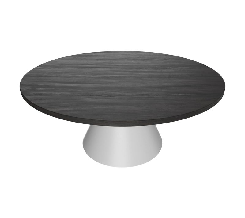 Artù White - Table De Salle à Manger Ronde D.120 Cm En Bois Stratifié Base Conique En Métal-noir