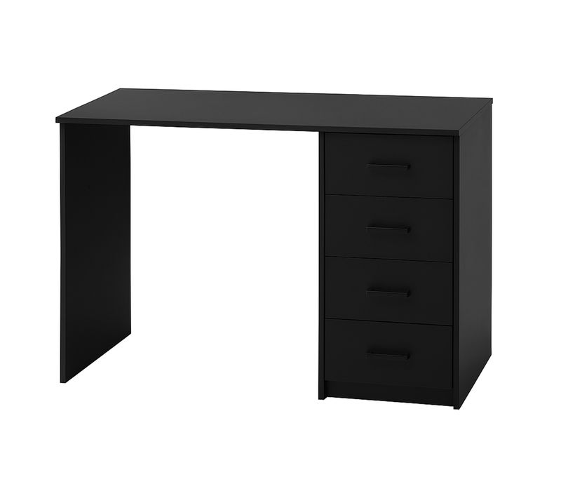 Cassiopea - Bureau Avec 4 Tiroirs 110x56x73 Cm Pour PC De Bureau En Bois Noir