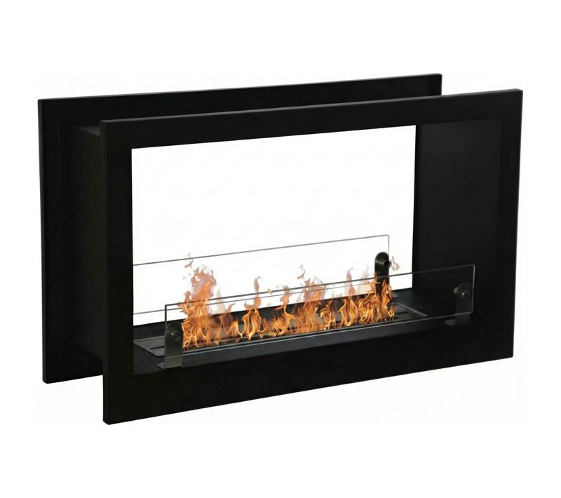 Massenzio - Cheminée à Bioéthanol Encastrable 90x55x30 Cm Brûleur 2,3 Litres Noir