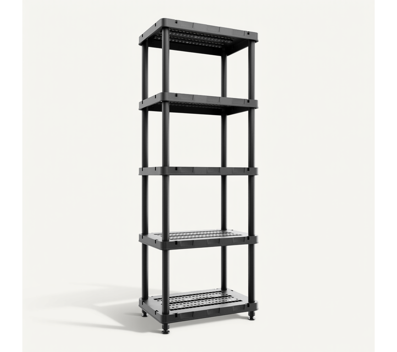 Titan X - Étagère Modulaire 5 Niveaux 90x45xh185 Cm En Résine Noire