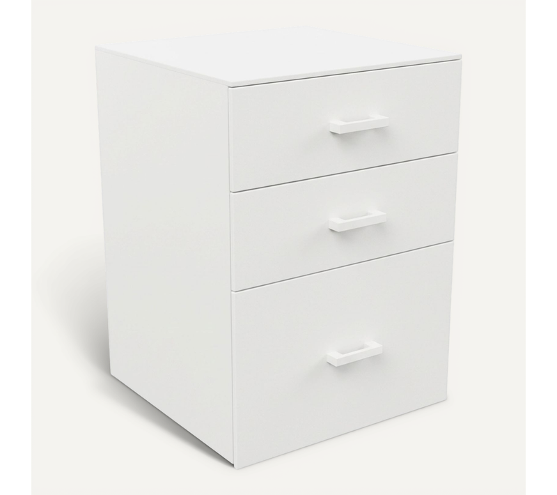 Lyra - Commode Pour Imprimante 3 Tiroirs, Meuble De Bureau Sur Roulettes En Mdf Blanc