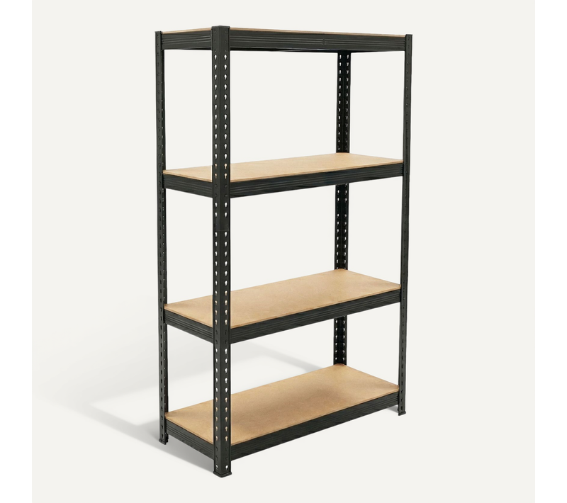 Brace 75 - étagère Métal 150x73x30 Cm 4 Niveaux 700 Kg Mdf Noir