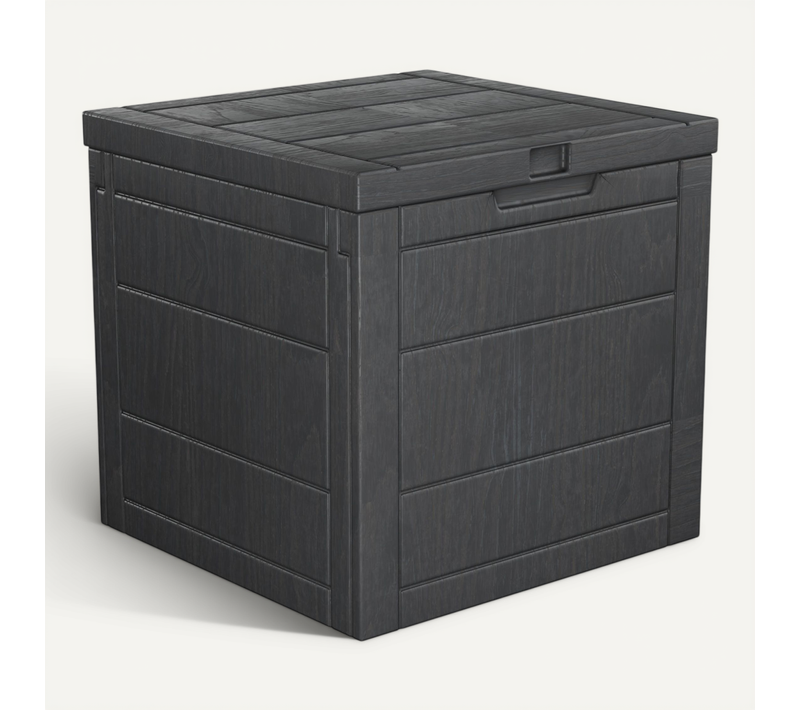 Coffre De Rangement De Jardin 54 X 53 X 56 Cm, Coffre Verrouillable En Résine Anthracite