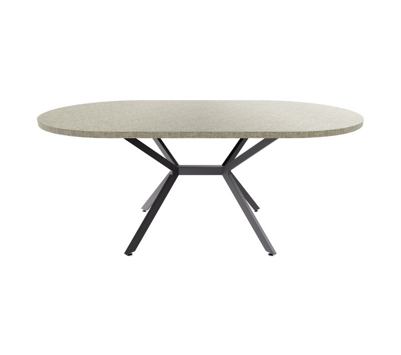 Marui Big - Table De Salle à Manger Ovale 180x100 Cm En Bois Texturé Avec Pied Central En Métal Ashi