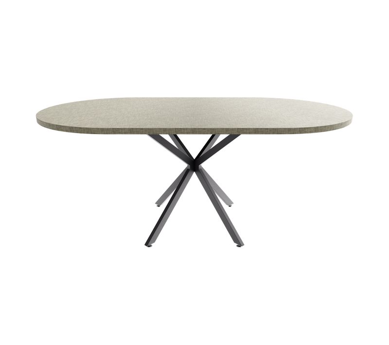 Marui Big - Table De Salle à Manger Ovale 180x100 Cm En Bois Texturé Avec Pied Central En Métal Kiso