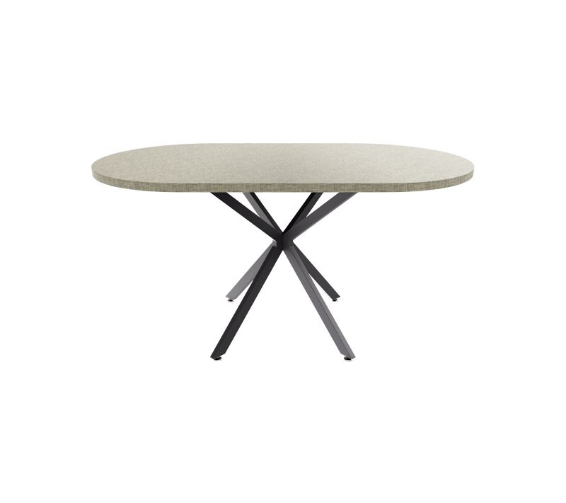 Marui Small - Table De Salle à Manger Ovale 150x90 Cm En Bois Texturé Avec Pied Central Kiso