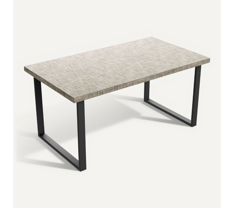 Table à Manger En Bois Et Métal Avec Pieds Carrés Noirs 220x100 Cm Gris Texturé