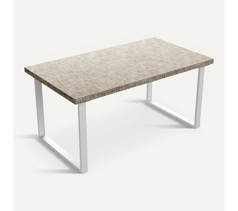 Table à Manger En Bois Et Métal Avec Pieds Carrés Blancs 220x100 Cm Gris Texturé