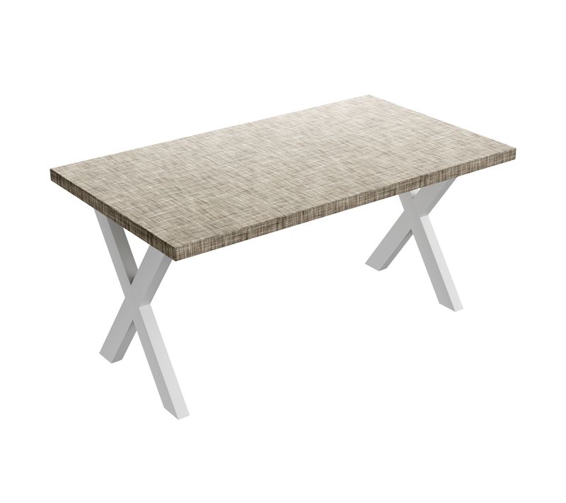 Table à Manger En Bois Et Métal Avec Pieds En X Blancs 160x90 Cm Gris Texturé