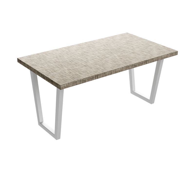 Table à Manger En Bois Et Métal Avec Pieds Trapézoïdaux Blancs 160x90 Cm Gris Texturé