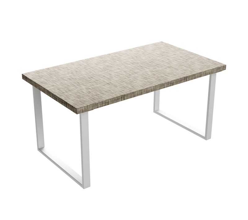 Table à Manger En Bois Et Métal Avec Pieds Carrés Blancs 160x90 Cm Gris Texturé