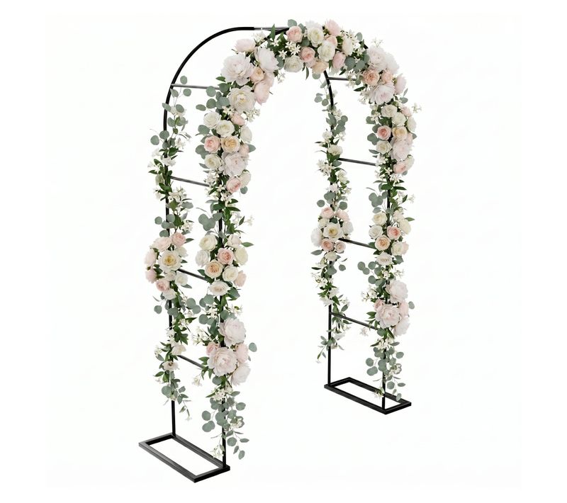 Kiros - Arche Florale De Jardin Avec Base, Longueur Et Hauteur Réglables En Métal Noir