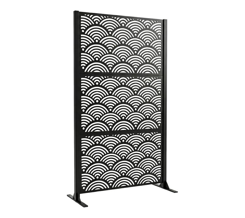 Nami - Panneau Brise-vue 100 X 180 X 30 Cm Pour Extérieur En Métal Noir