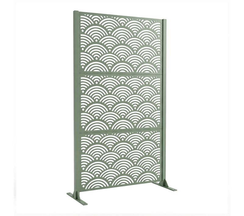 Nami - Panneau Brise-vue 100 X 180 X 30 Cm Pour Extérieur En Métal Vert Sauge