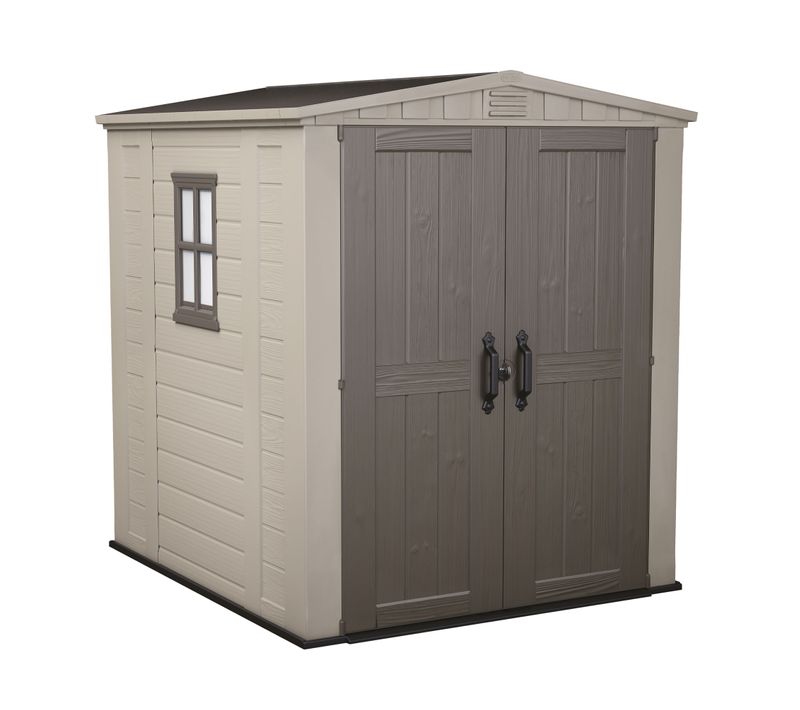 Factor 6x6 - Abri De Jardin 178x208x182 Cm 2 Portes Rangement Outils Résine Beige