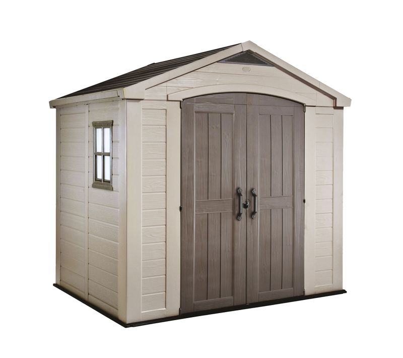 Factor 8x6 - Abri De Jardin 256,50x243x182 Cm 2 Portes Rangement Outils Résine Beige