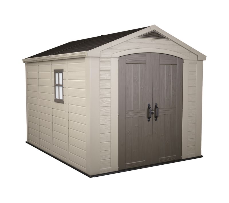 Factor 8x11 - Abri De Jardin 256,50x243x331,50 Cm 2 Portes Rangement Outils Résine Beige