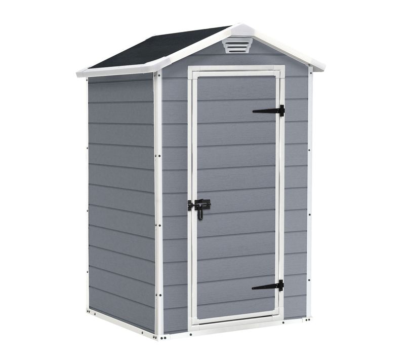Manor 4x3 - Abri De Jardin 129x196x103 Cm 1 Porte Rangement Outils Résine Gris
