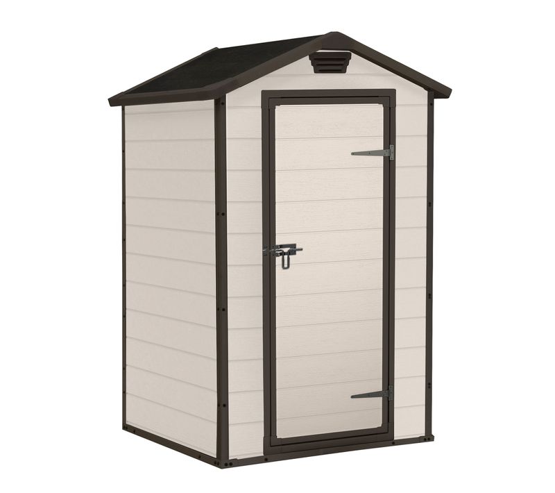 Manor 4x3 - Abri De Jardin 129x196x103 Cm 1 Porte Rangement Outils Résine Beige