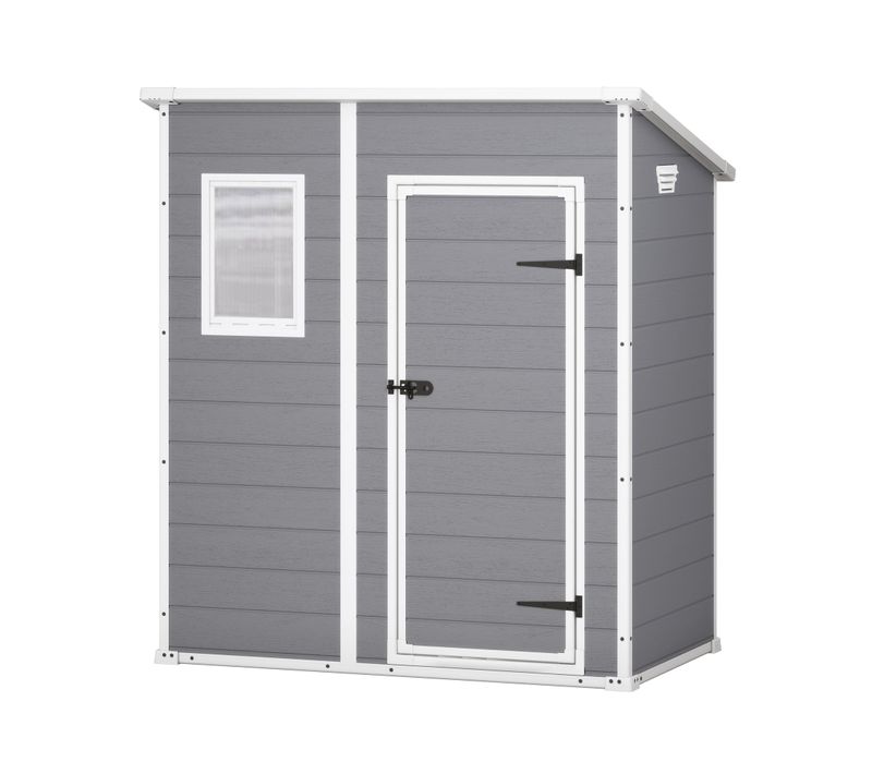 Manor Pent 6x4 - Abri De Jardin 183,50x200,50x111 Cm 1 Porte Rangement Outils Résine Gris