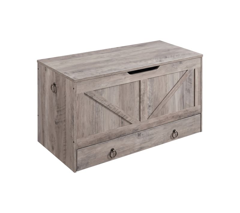 Kura - Coffre De Rangement 100x50x40 Cm Avec Charnières De Sécurité Et Tiroirs Bois Industriel