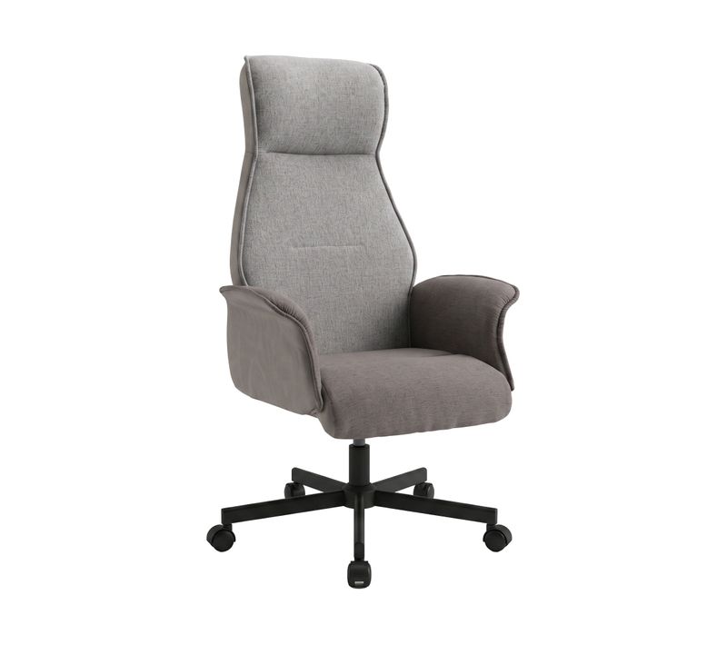 Axia - Fauteuil De Bureau 49x125x70 Cm, Fauteuil Présidentiel Confortable, Pu Et Tissu Gris