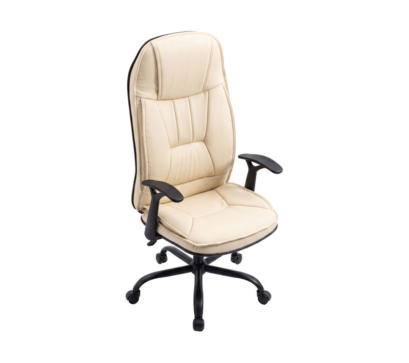 Yūto - Fauteuil De Bureau Ergonomique 50x131x47 Cm, Confortable Et Pivotant, Simili Crème
