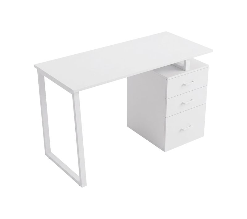 Asym - Bureau 120x75x50 Cm Avec Tiroirs, Table D'étude En Fer Blanc