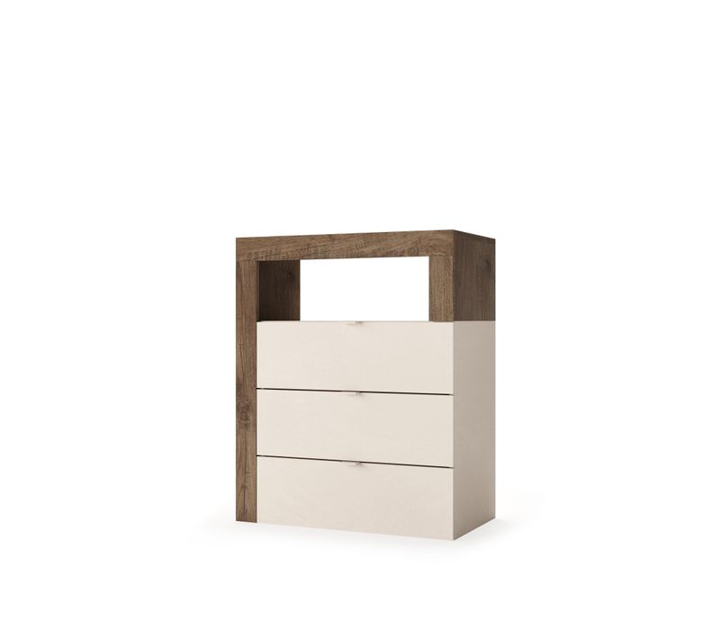 Commode Bicolore : Bois Foncé - Mercure Et Cachemire - Beige