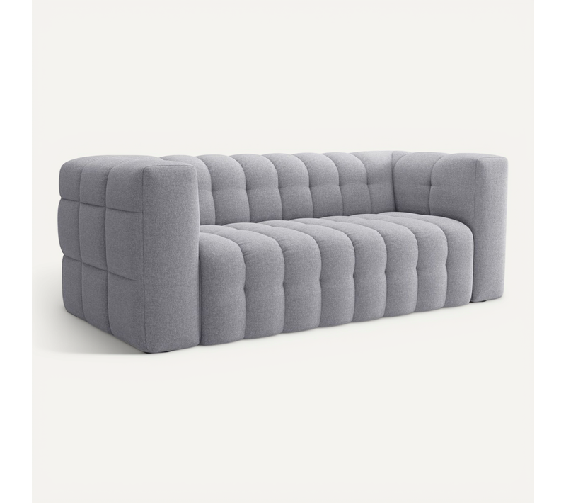 Canapé Fixe 3 Places Chester Tissu Malmo Gris Clair 212x105x76 Cm