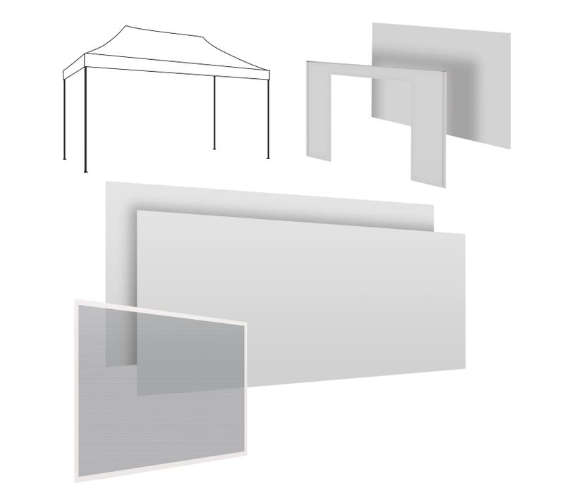 Kit Complet Pour Gazebo De Jardin 3x4,5: 2 Toiles Latérales (4,5 M) + 1 Toile Latérale (3 M) + Toile