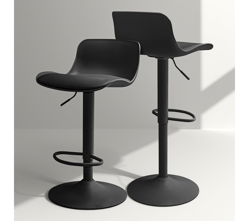 Amsterdam - Lot De 2 Tabourets De Bar 45x80x45 Cm En Acier Et Simili - Noir