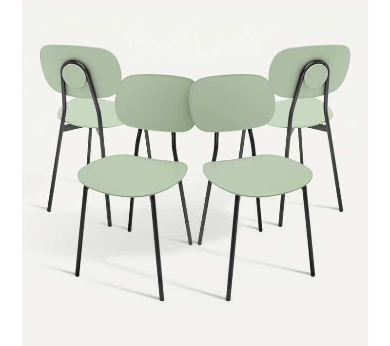 Fabriano - Lot De 4 Chaises Design En Métal Et Pp