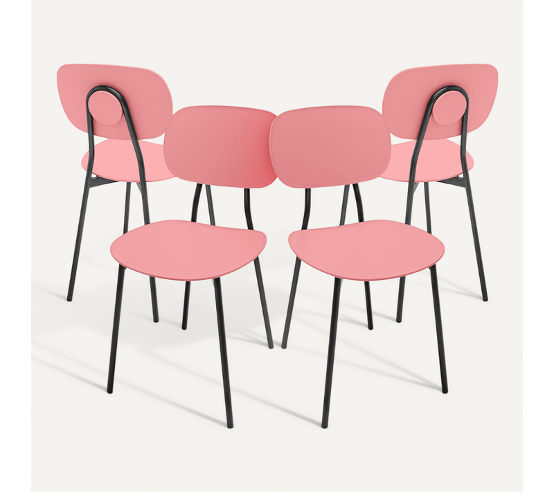 Fabriano - Lot De 4 Chaises Design En Métal Et Pp