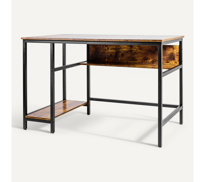 Hanami - Bureau De Style Industriel Avec Étagères De Rangements, 120x60xh75 Cm