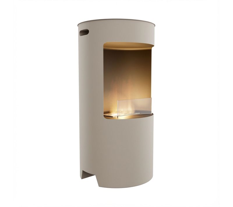 Giulio Cesare - Cheminée à Bioéthanol De Sol D.40x80 Cm Design D’intérieur En Acier Inoxydable Taupe