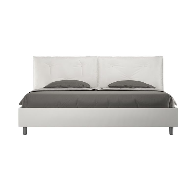 Lit King Size Avec Sommier Rembourré 200x200 Similicuir Blanc Appia Large