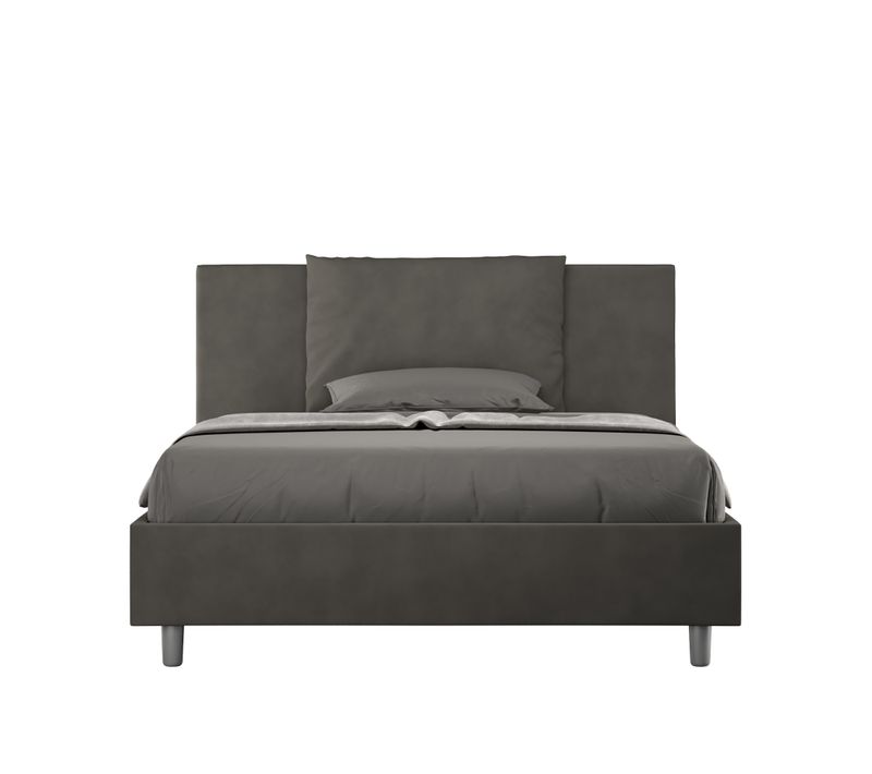 Lit Double Avec Sommier Rembourré 140x190 Microfibre Gris Antea